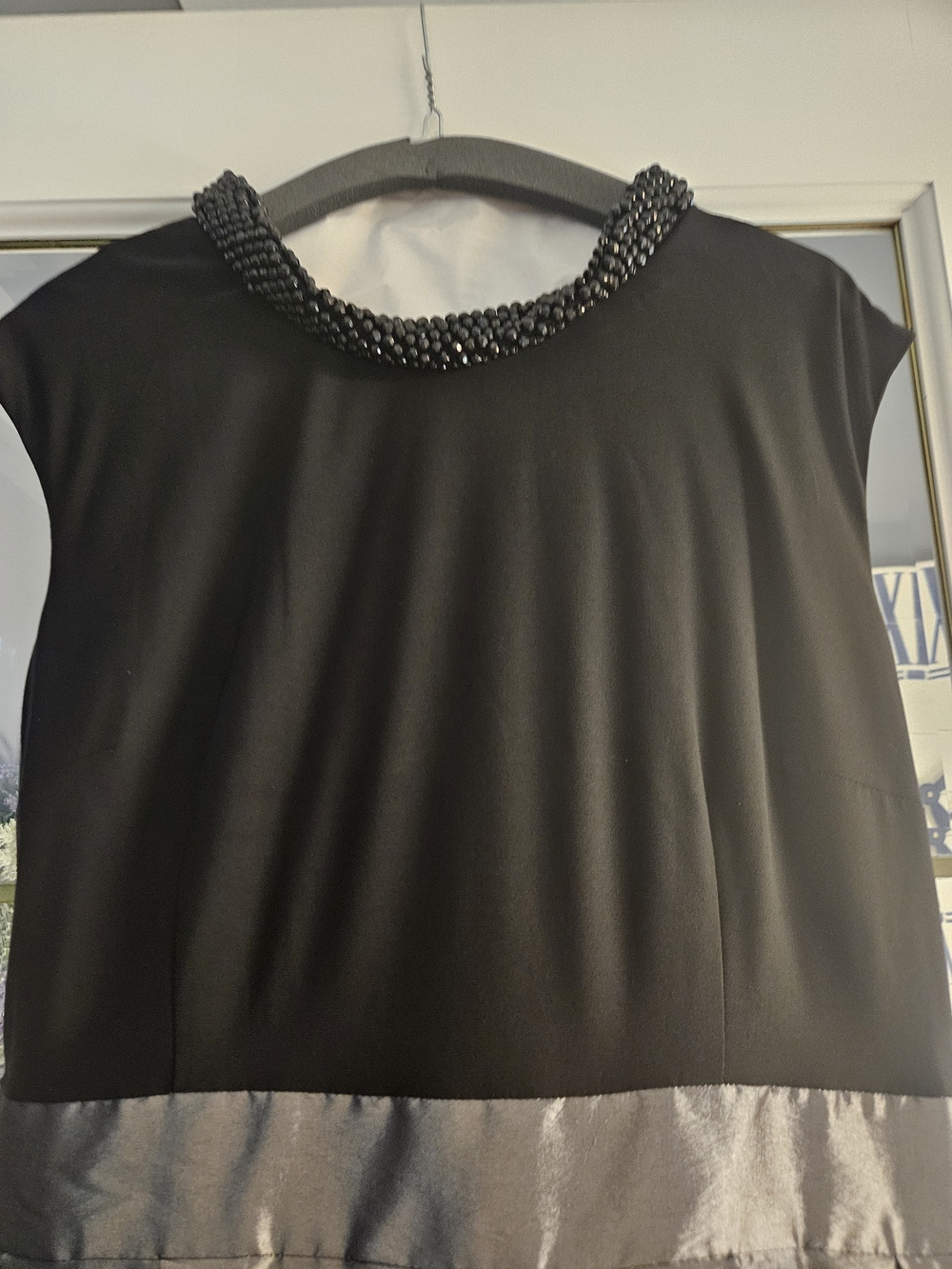 SLNY Black Bodice with Gunmetal High-Low Satin Skirt - Picture 5 of 7